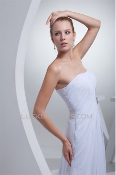 A-Line Strapless Sleeveless Chiffon Silk like Satin Sweet Wedding Dresses 2030445