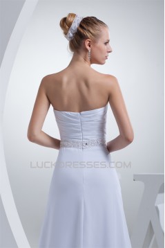 A-Line Strapless Sleeveless Chiffon Silk like Satin Sweet Wedding Dresses 2030445