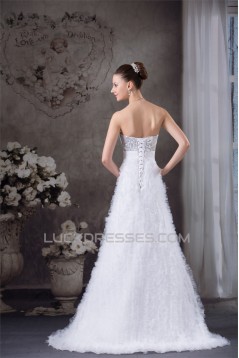 Strapless Satin Lace Organza Fine Netting Sequins Most Beautiful Wedding Dresses 2030451