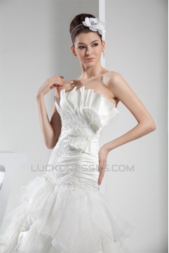 Strapless Satin Lace Organza Wedding Dresses 2030452