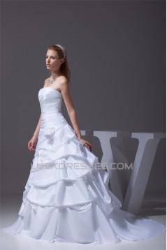 Strapless Satin Taffeta A-Line Sleeveless Best Wedding Dresses 2030455
