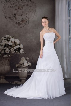 A-Line Strapless Sleeveless Beautiful Wedding Dresses 2030458