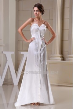 Strapless Sleeveless Silk like Satin Netting Reception Wedding Dresses 2030461