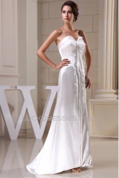 Strapless Sleeveless Silk like Satin Netting Reception Wedding Dresses 2030461