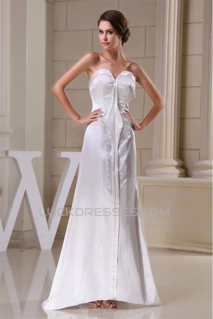 Strapless Sleeveless Silk like Satin Netting Reception Wedding Dresses 2030461