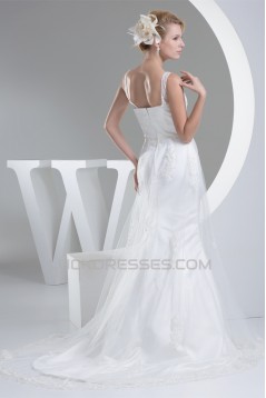 Straps Sleeveless Satin Lace Fine Netting Wedding Dresses 2030465