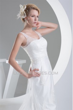 Straps Sleeveless Satin Lace Fine Netting Wedding Dresses 2030465