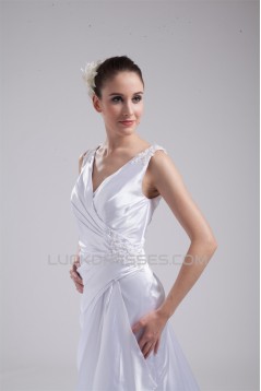 Straps Sleeveless Silk like Satin Sheath/Column Wedding Dresses 2030467