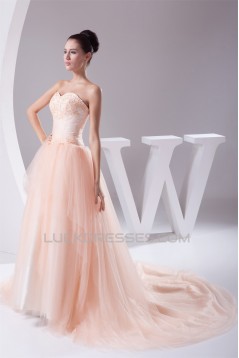 Sweetheart A-Line Satin Fine Netting Sleeveless New Arrival Wedding Dresses 2030470