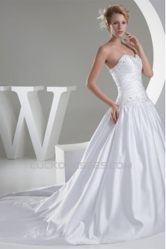 Sweetheart A-Line Sleeveless Satin New Arrival Wedding Dresses 2030472