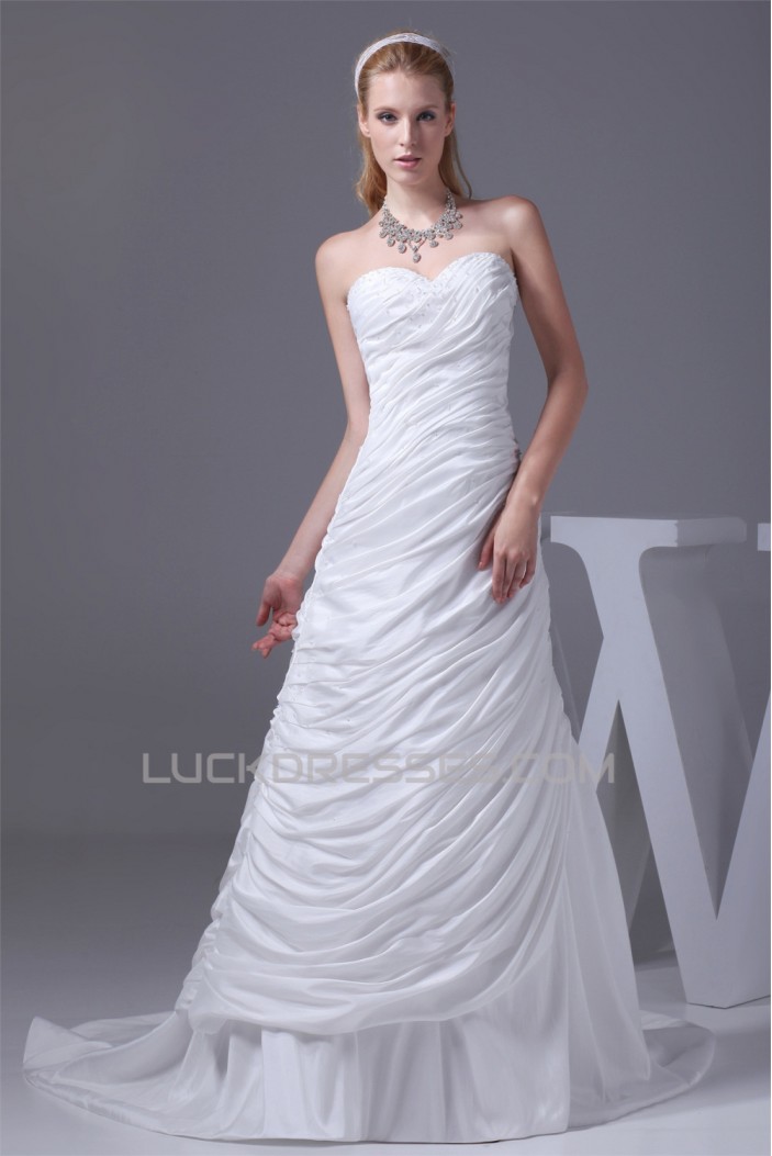 Sweetheart A-Line Sleeveless Taffeta New Arrival Wedding Dresses 2030473