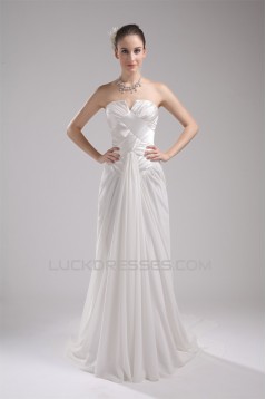 Sweetheart Chiffon Elastic Woven Satin Sleeveless Wedding Dresses 2030475