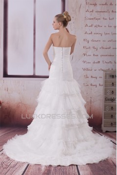 A-Line Sweetheart Sleeveless Satin Organza Best Wedding Dresses 2030479