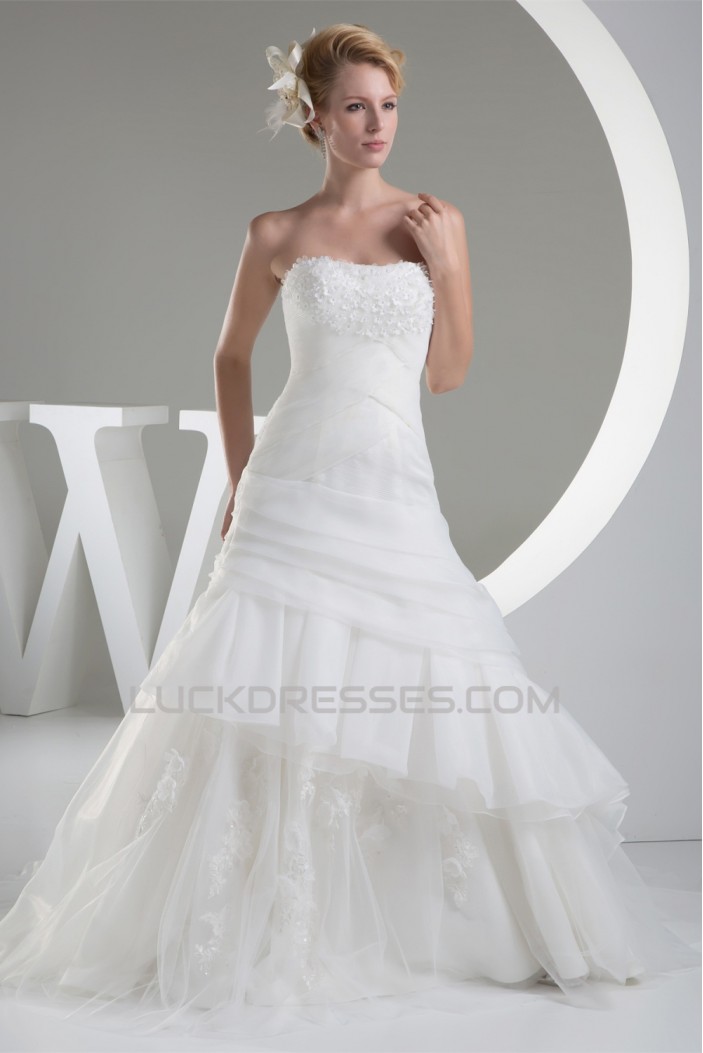 Sweetheart Organza Sleeveless A-Line New Arrival Wedding Dresses 2030480