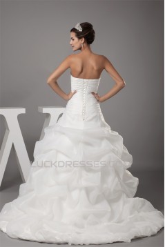 Sweetheart Satin Fine Netting Woth Satin Sweet Wedding Dresses 2030483