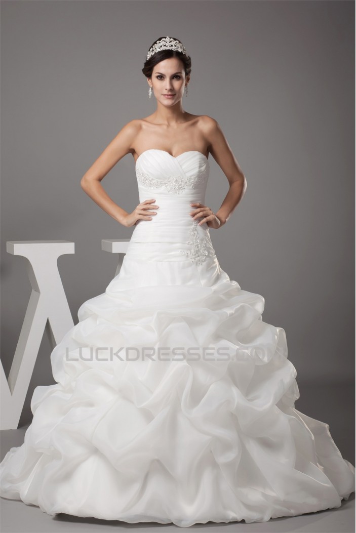 Sweetheart Satin Fine Netting Woth Satin Sweet Wedding Dresses 2030483
