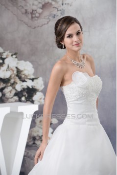 Sweetheart Satin Organza Lace A-Line Sleeveless Best Wedding Dresses 2030485