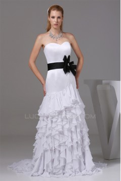 Sweetheart Sheath/Column Sleeveless Chiffon Satin New Arrival Wedding Dresses 2030486