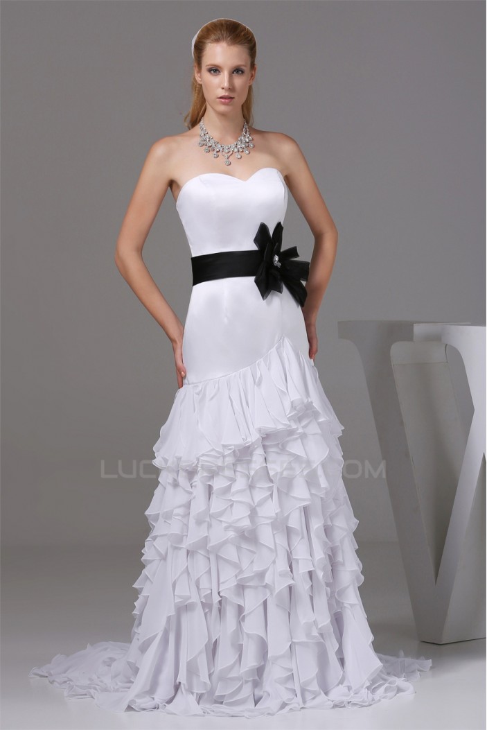 Sweetheart Sheath/Column Sleeveless Chiffon Satin New Arrival Wedding Dresses 2030486