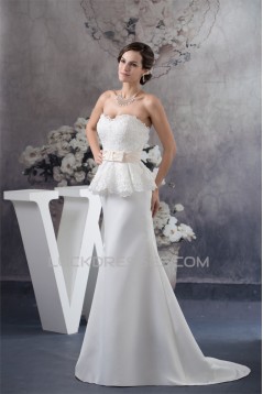 Sweetheart Sleeveless Satin Lace A-Line Most Beautiful Wedding Dresses 2030489