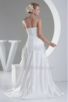 Sweetheart Sleeveless Satin Mermaid/Trumpet Beaded Little White Dresses 2030490