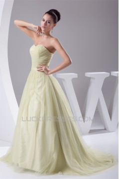 Sweetheart Sleeveless Silk like Satin Fine Netting Wedding Dresses 2030491