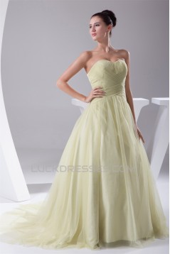 Sweetheart Sleeveless Silk like Satin Fine Netting Wedding Dresses 2030491