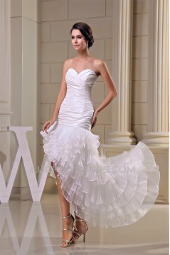 Sweetheart Sleeveless Taffeta Pleated Organza Little White Dresses 2030492