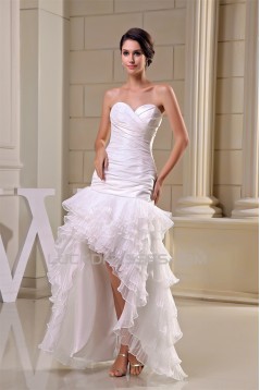 Sweetheart Sleeveless Taffeta Pleated Organza Little White Dresses 2030492