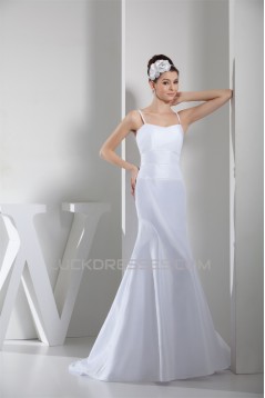 Taffeta Mermaid/Trumpet Sleeveless Spaghetti Straps Sweet Wedding Dresses 2030495