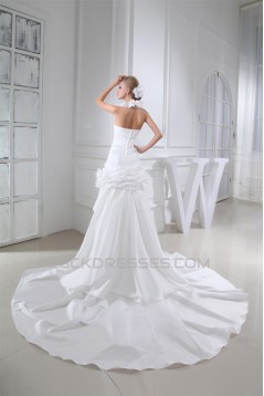 Taffeta Netting Sheath/Column Sleeveless Sweet Wedding Dresses 2030496