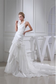 Taffeta Netting Sheath/Column Sleeveless Sweet Wedding Dresses 2030496