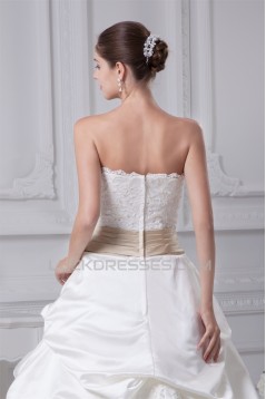 Sleeveless A-Line Satin Strapless Lace New Arrival Wedding Dresses 2030504