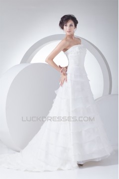 Sleeveless Square Satin Lace Organza Wedding Dresses 2030506