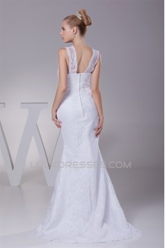 Mermaid/Trumpet V-Neck Sleeveless Satin Lace Best Wedding Dresses 2030510