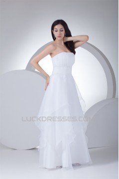 Wonderful A-Line Strapless Satin Organza Sleeveless Wedding Dresses 2030516