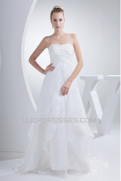 Wonderful A-Line Strapless Satin Woth Satin Wedding Dresses 2030517