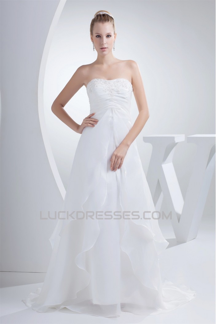 Wonderful A-Line Strapless Satin Woth Satin Wedding Dresses 2030517