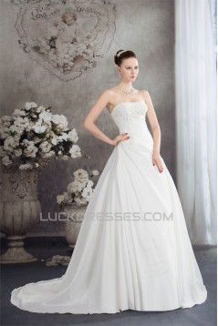 Wonderful A-Line Taffeta Strapless Sleeveless Wedding Dresses 2030518