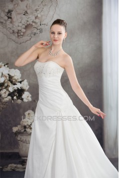 Wonderful A-Line Taffeta Strapless Sleeveless Wedding Dresses 2030518
