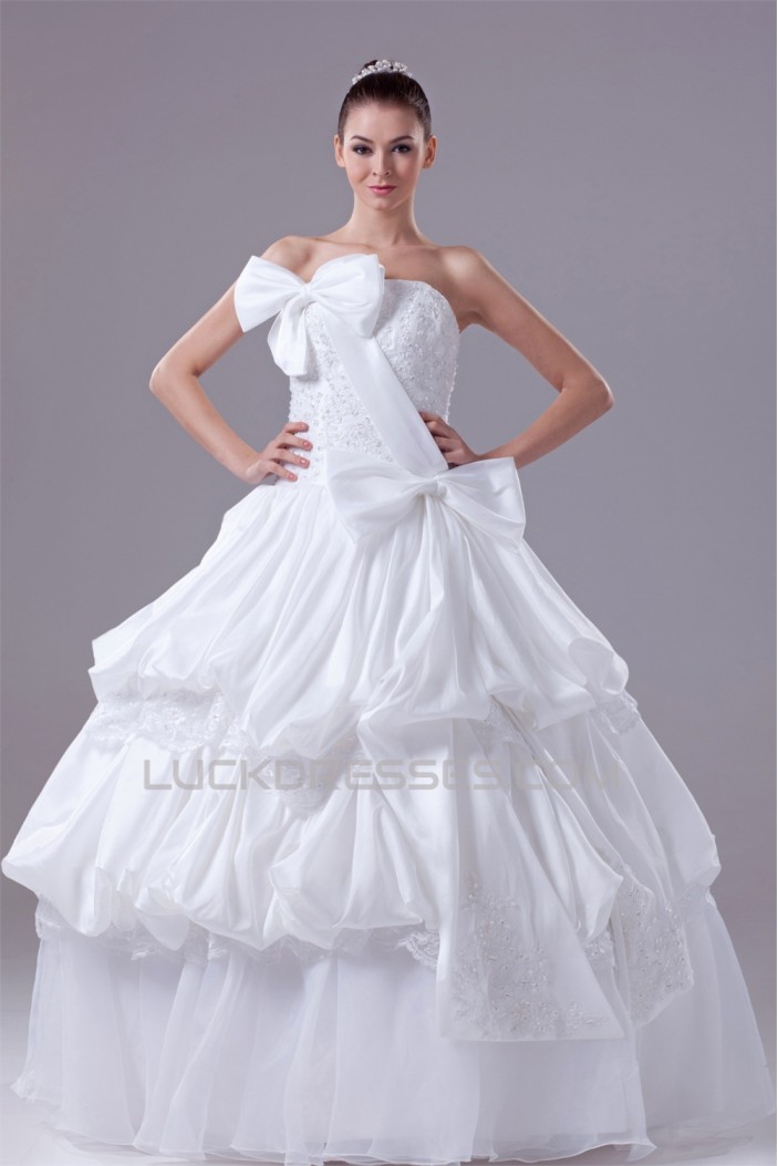 Wonderful Satin Lace Taffeta Strapless Sleeveless Best Wedding Dresses 2030520