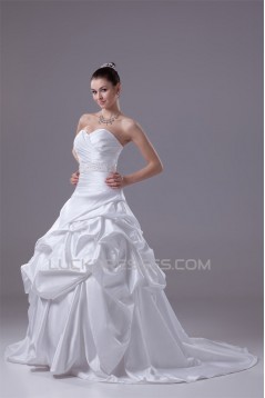 Wonderful Satin Sleeveless A-Line Sweetheart Wedding Dresses 2030521