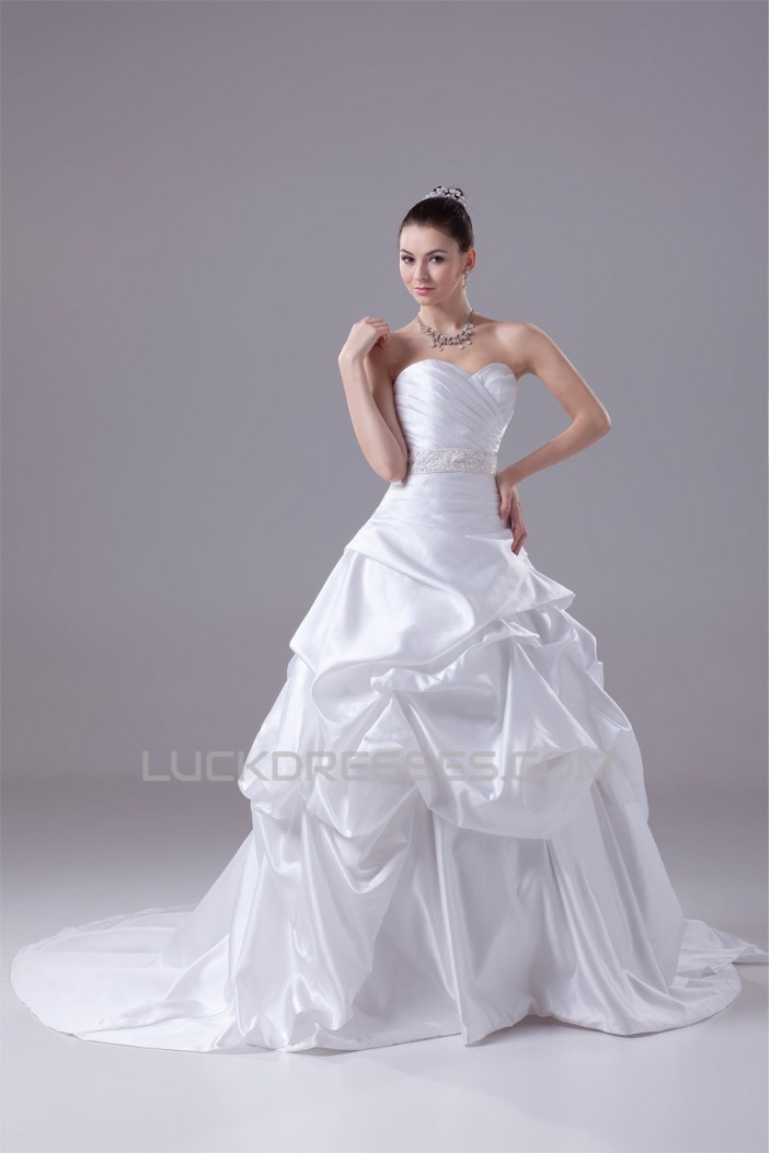 Wonderful Satin Sleeveless A-Line Sweetheart Wedding Dresses 2030521