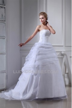 Wonderful Sleeveless Square Satin Organza Ball Gown Wedding Dresses 2030524