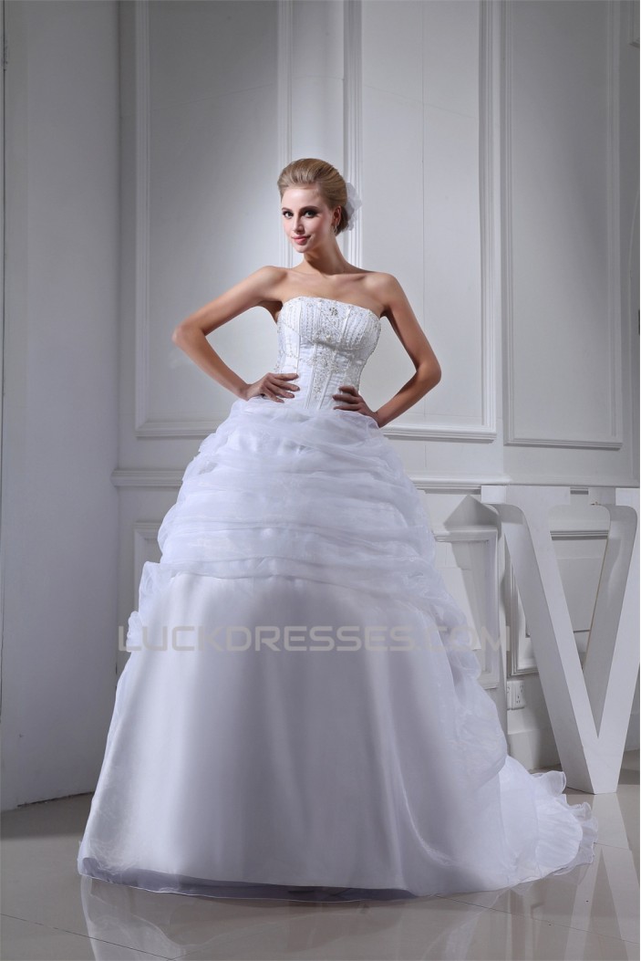 Wonderful Sleeveless Square Satin Organza Ball Gown Wedding Dresses 2030524