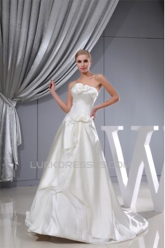 Wonderful Sweetheart Satin A-Line Sleeveless Wedding Dresses 2030526