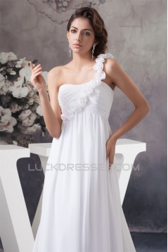 A-Line Chiffon One-Shoulder Most Beautiful Wedding Dresses Maternity Wedding Dresses 2030528