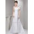 A-Line One-Shoulder Sleeveless Satin Taffeta Sweet Wedding Dresses 2030534