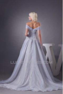 A-Line Sleeveless Off-the-Shoulder Most Beautiful Wedding Dresses 2030539