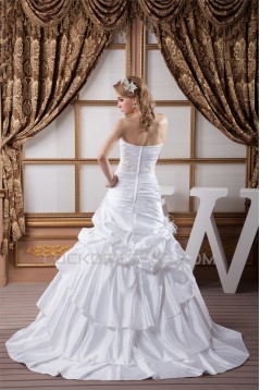A-Line Sleeveless Satin Taffeta Sweetheart Sweet Wedding Dresses 2030546